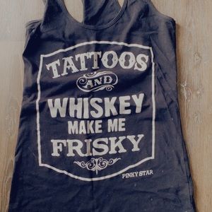 ‼️TATTOOS AND WHISKEY MAKE ME FRISKY RACERBACK TANK